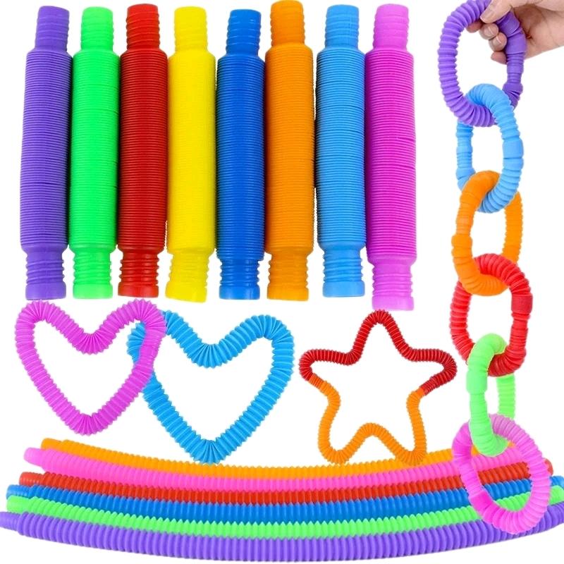 1 PC Colourful Pop Tube Telescopic Fidget Toy