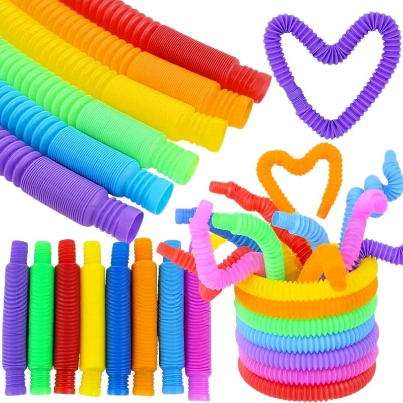 1 PC Colourful Pop Tube Telescopic Fidget Toy
