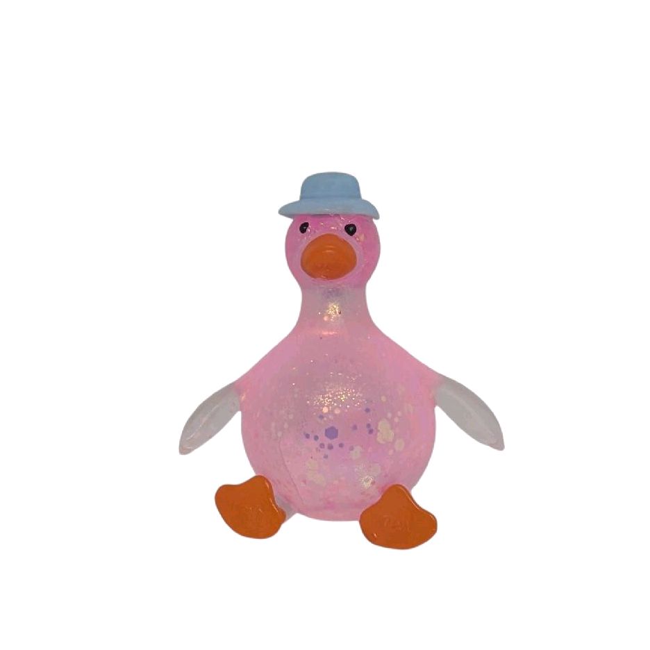 1PC Sugar Glitter Squishy Duck with Top Hat