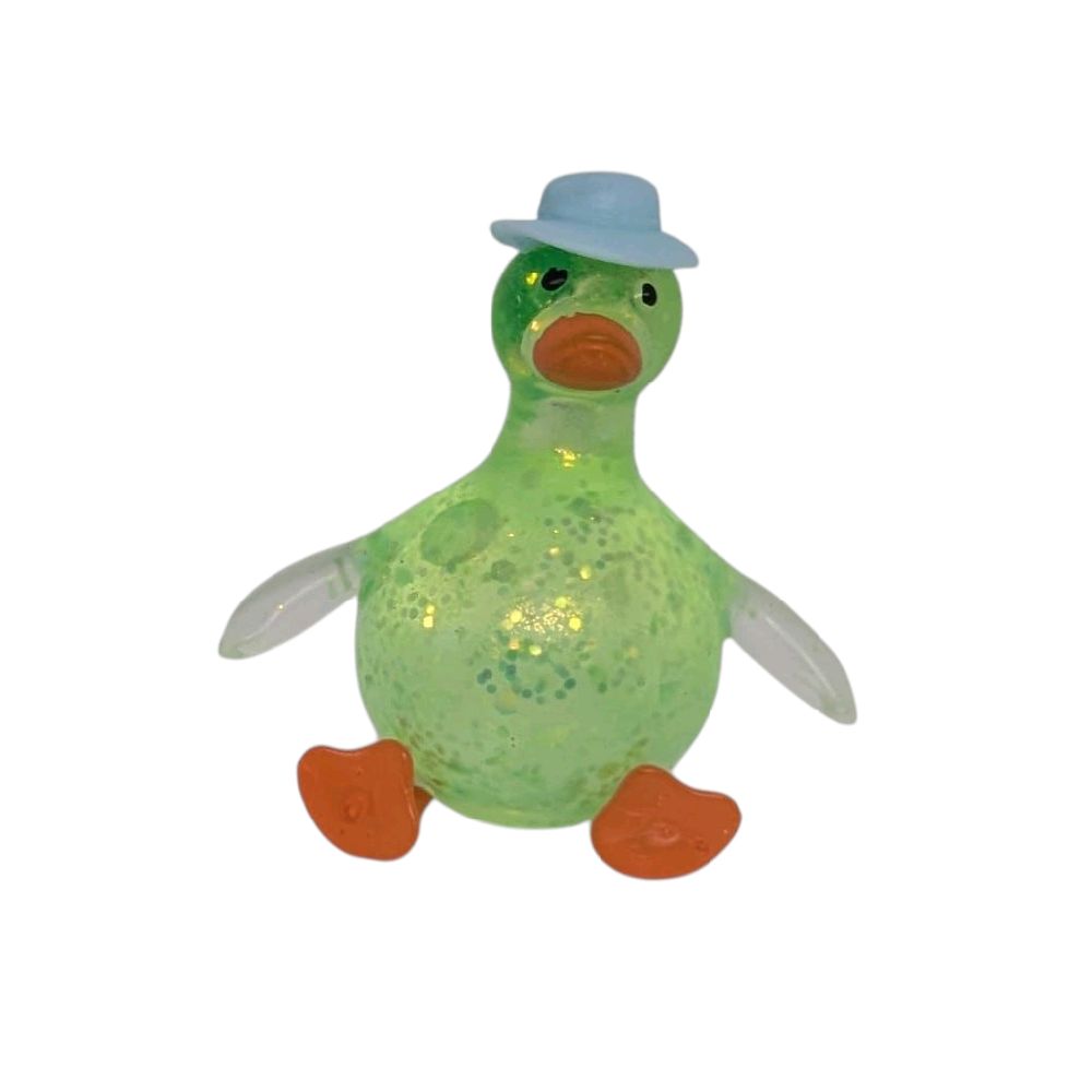 1PC Sugar Glitter Squishy Duck with Top Hat