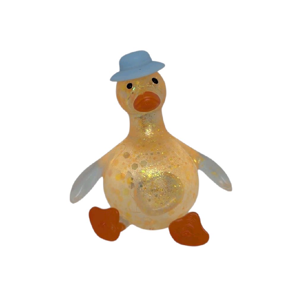 1PC Sugar Glitter Squishy Duck with Top Hat