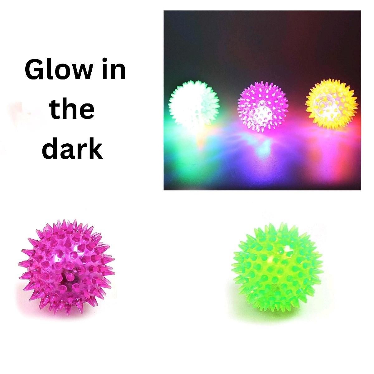 Flashing LED Light Up Spiky Squeaky Bouncy Ball Fidget