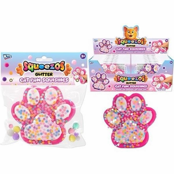 SQUISHY LARGE CAT PAW WITH GLITTER & BOBBLES