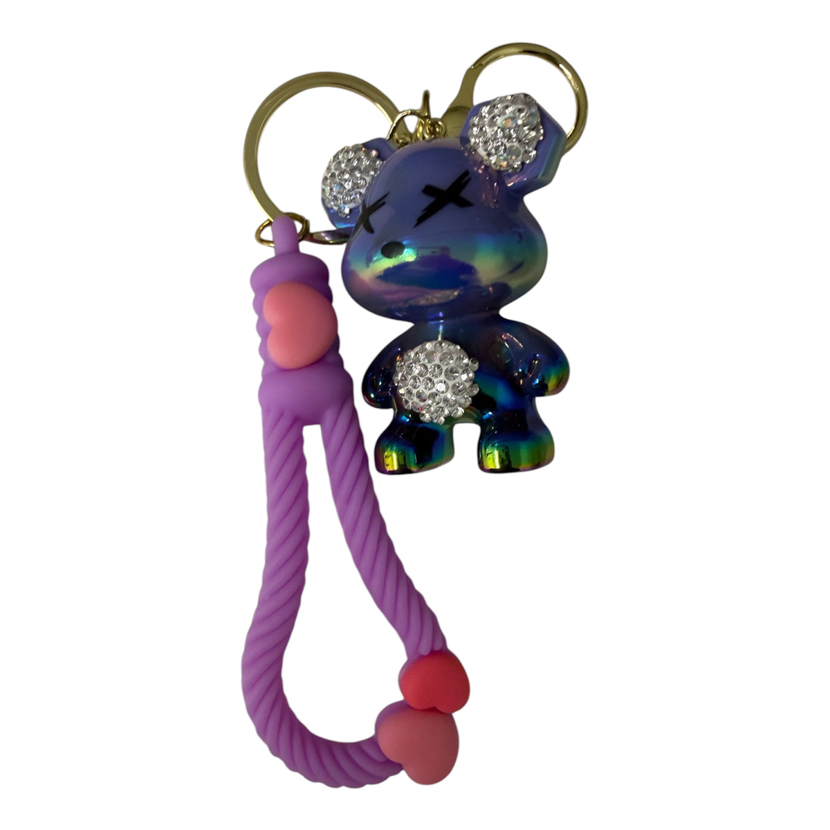Bear With Diamanté snd heart detail Keychain