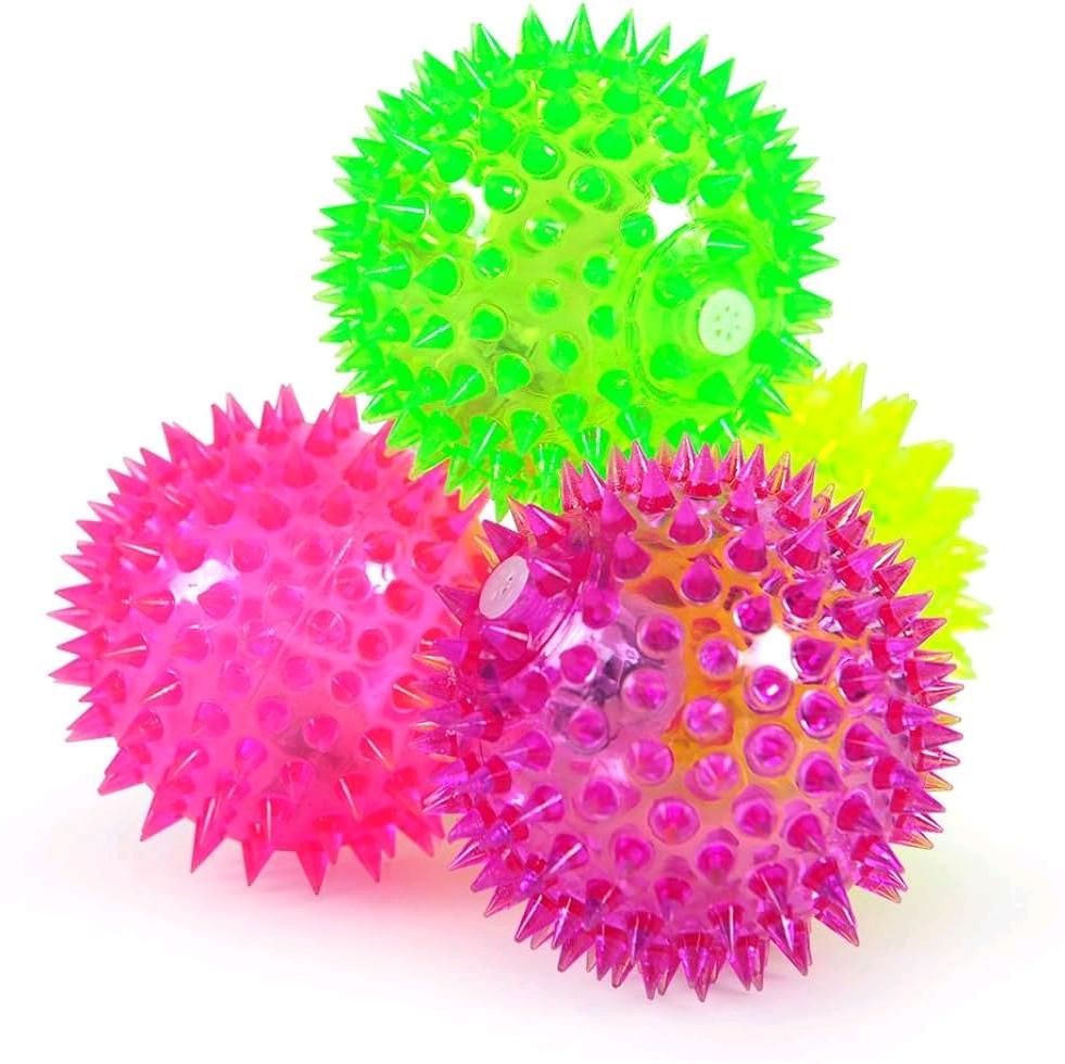 Flashing LED Light Up Spiky Squeaky Bouncy Ball Fidget