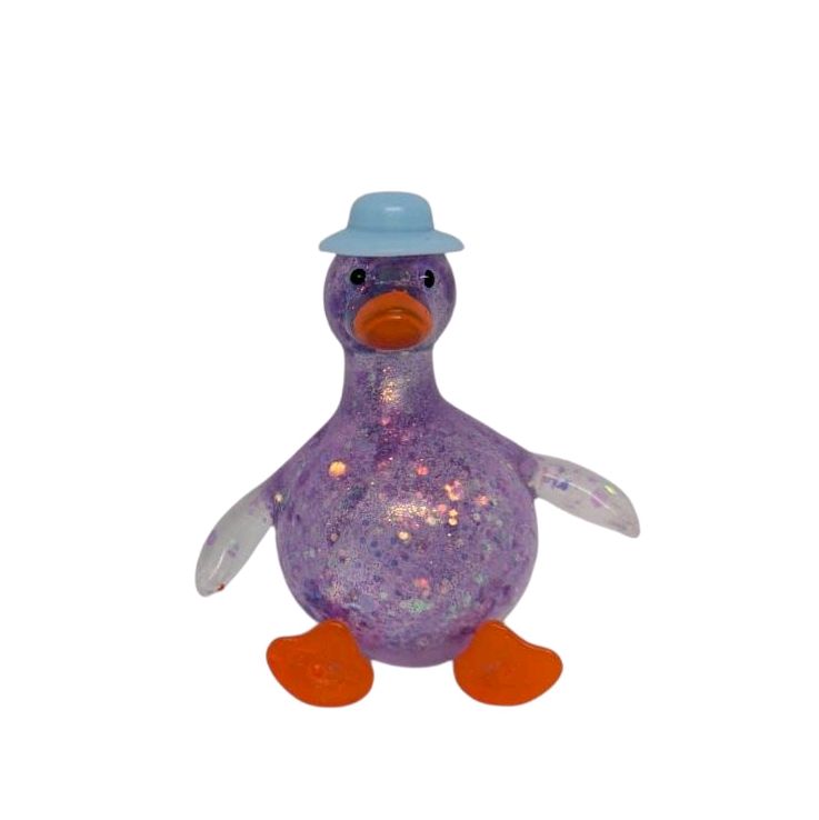 1PC Sugar Glitter Squishy Duck with Top Hat