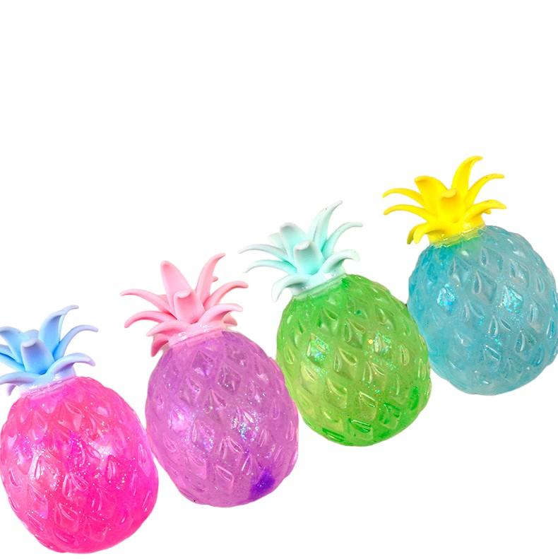 5 PC Sugar Squishy Glitter Fidget Fruit & Veg Mixed Box in Random Colours