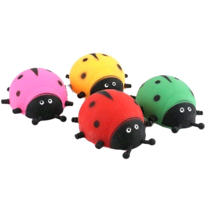 Ladybird Squishy Toy in 4 Assorted Colours - 9cm Size for On-The-Go Use