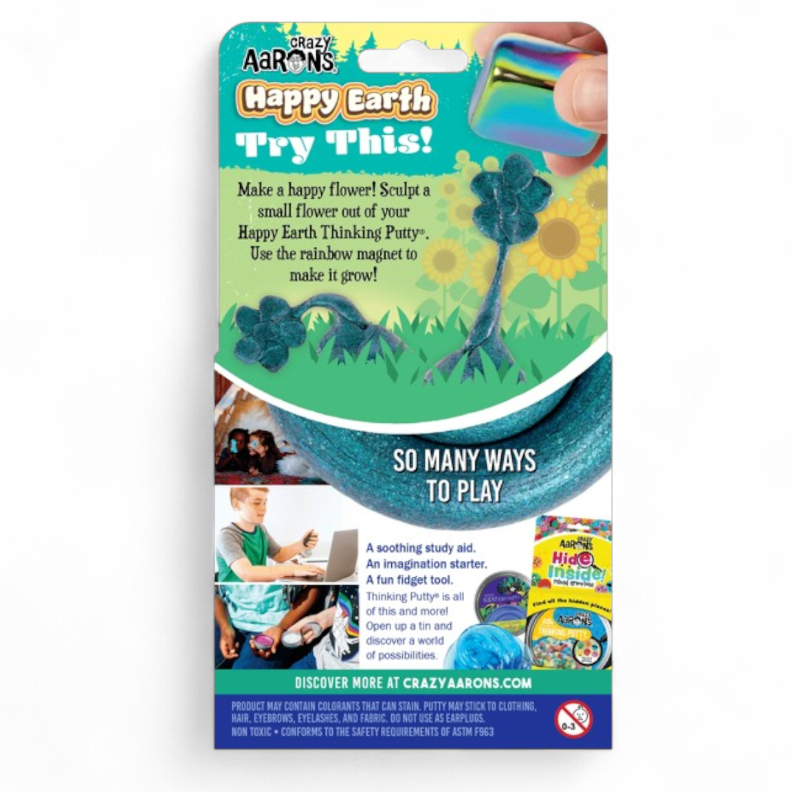 Crazy Aaron's Magnetic Happy Earth Thinking Putty Sparkling Mineral Earth Blue Colour