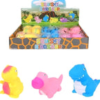 Dinosaur Squeeze Toy - 6 Assorted Designs in Pastel Blue Pink Yellow